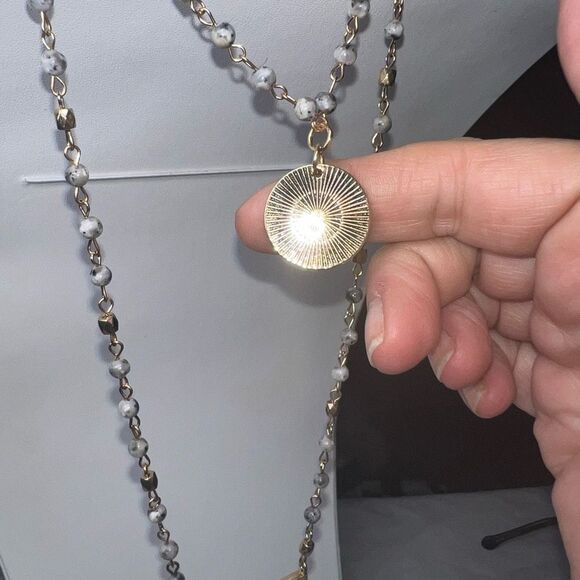 Cato Double Strand Bead and Stone Charm “Be Still and Know” Necklace - Picture 8 of 9